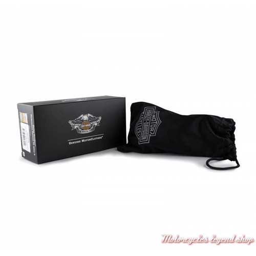 Lunettes solaire Chain Harley-Davidson, Skull, noir brillant, verres gris, pochette, HACHN01