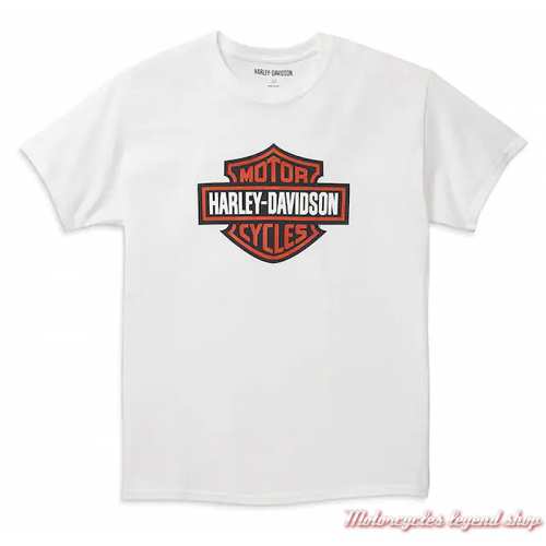 T- shirt Bar & Shield blanc Harley-Davidson homme, manches courtes, coton, 99144-22VM