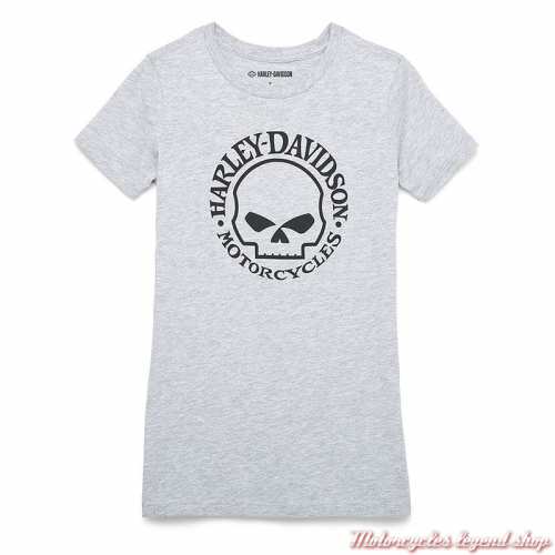 T- shirt Willie G. Harley-Davidson femme, manches courtes, gris, coton, 99156-22VW