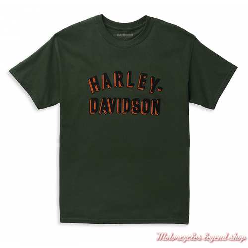 T-shirt 3D Staple Harley-Davidson homme, vert foncé, coton, manches courtes, 96352-22VM