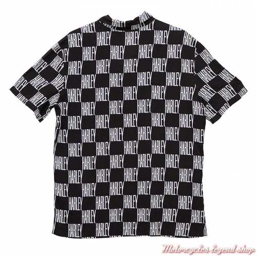 Chemisette Celebration Checkerboard Harley-Davidson homme, damier noir et Harley blanc, rayonne, dos, 96591-22VM