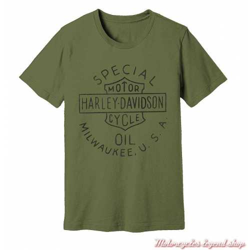Tee-shirt Special Oil Harley-Davidson homme, vert, manches courtes, coton, 96340-22VM