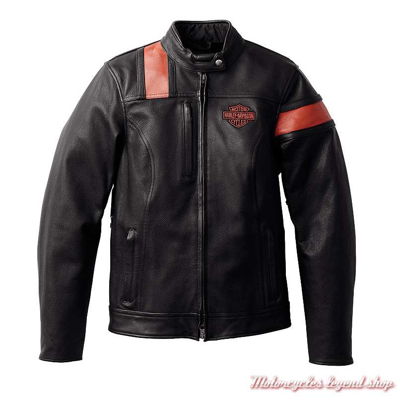 Blouson cuir Highway-100 Waterproof Harley-Davidson femme, noir, orange, 98005-22EW