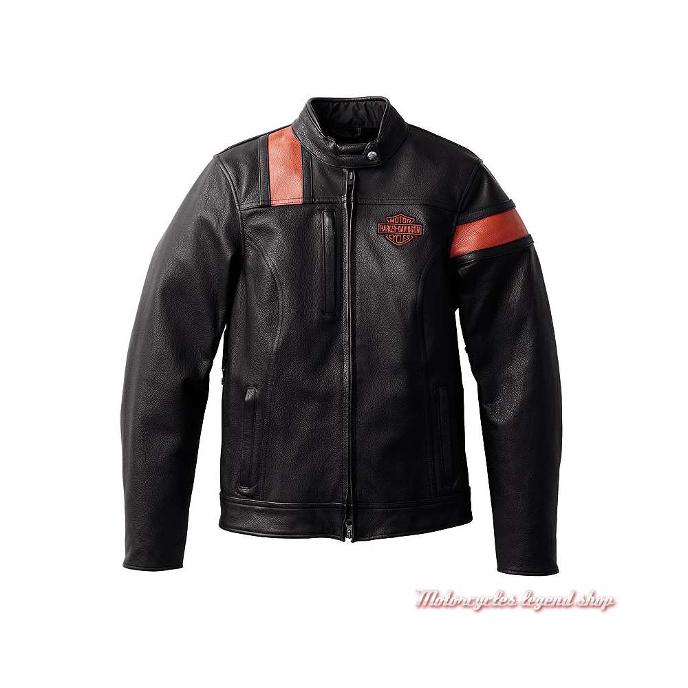 Blouson cuir Highway-100 Waterproof Harley-Davidson femme, noir, orange, 98005-22EW