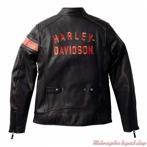 Blouson cuir Highway-100 Waterproof Harley-Davidson femme, noir, orange, dos, 98005-22EW