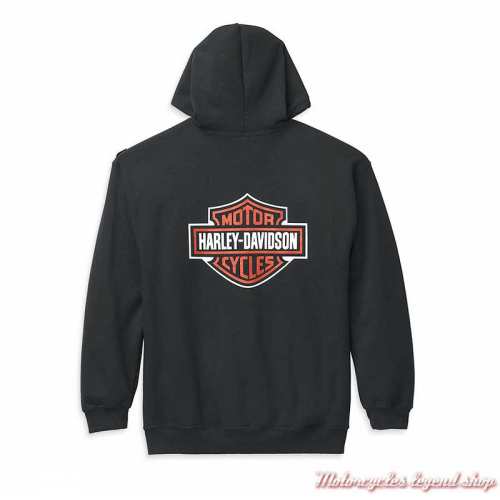Sweatshirt zippé Bar &amp; Shield Harley-Davidson homme, à capuche, noir, coton, 99122-22VMB