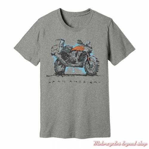 Tee- shirt Worldwide Harley-Davidson homme, Pan America, manches courtes, coton, poly, 96530-22VM