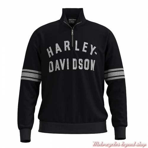 Sweatshirt Harley-Davidson homme, col zip, noir, gris, coton, poly, 96014-23VM