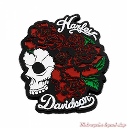 Pin's Skull & Roses Harley-Davidson, rouge, blanc, noir, 8011215