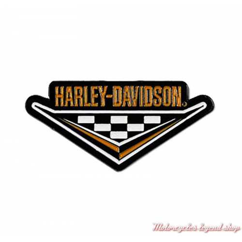 Pin's Nostalgia Checker Harley-Davidson, métal, orange, noir, blanc, 8013363