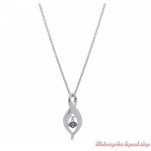 Collier Infinity Bar & Shield Harley-Davidson femme, argent, chaine 45 cm, HDN0369