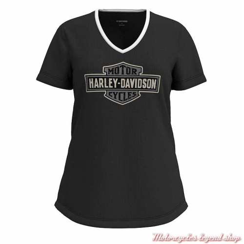 T- shirt Bar & Shield col V Harley-Davidson femme, noir, modal, coton, manches courtes 96249-23VW