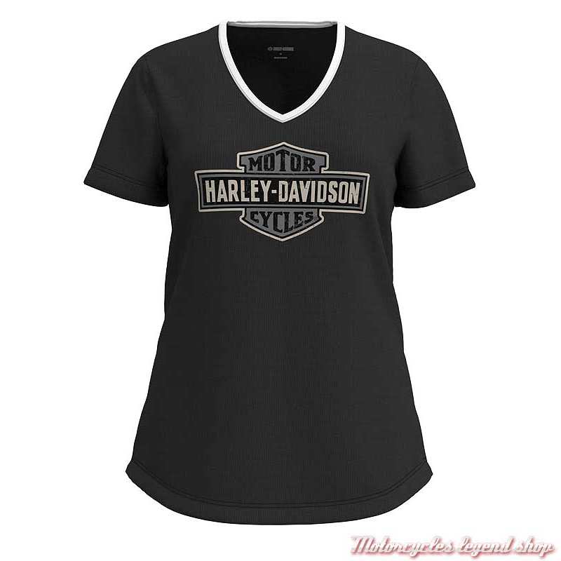 T- shirt Bar & Shield col V Harley-Davidson femme, noir, modal, coton, manches courtes 96249-23VW