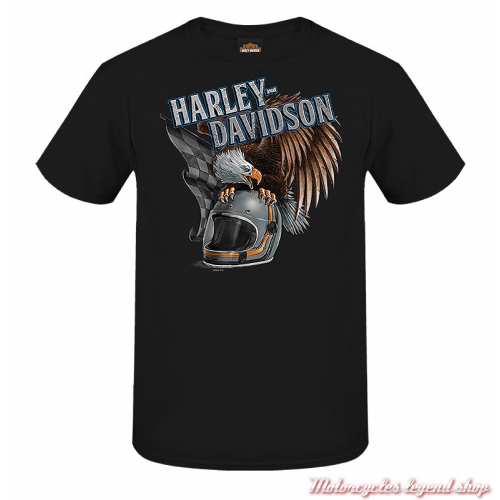 Tee-shirt Eagle Gardian Harley-Davidson homme, noir, manches courtes, Cornouaille Moto Quimper Bretagne, R004436