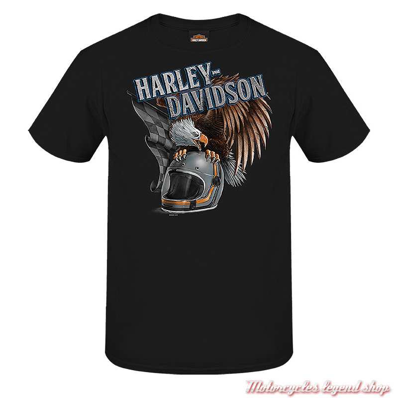 Tee-shirt Eagle Gardian Harley-Davidson homme, noir, manches courtes, Cornouaille Moto Quimper Bretagne, R004436