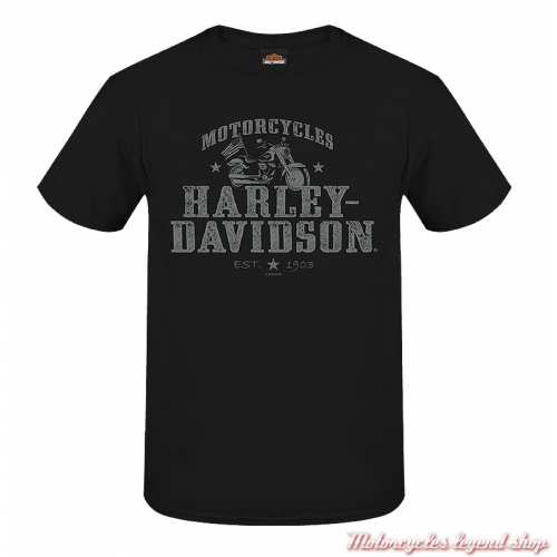 Tee-shirt Freedom Harley-Davidson homme, noir, manches courtes, Cornouaille Moto Quimper Bretagne, R004441