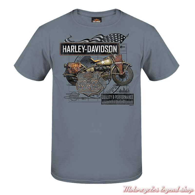 Tee-shirt Fortitude Harley-Davidson homme, indigo, manches courtes, Cornouaille Moto Quimper Bretagne, R004446