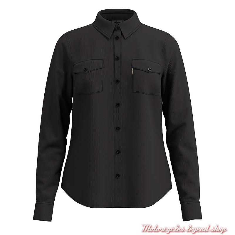 Chemise Thrill Seeker Corduroy Harley-Davidson femme, noir, velours côtelé, manches longues, 96275-23VW