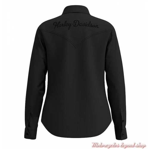 Chemise Thrill Seeker Corduroy Harley-Davidson femme, noir, velours côtelé, manches longues, dos, 96275-23VW