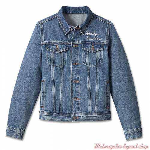 Veste en jean Essential Bar & Shield Medium Indigo Harley-Davidson femme, coton, délavé, 99040-23VW