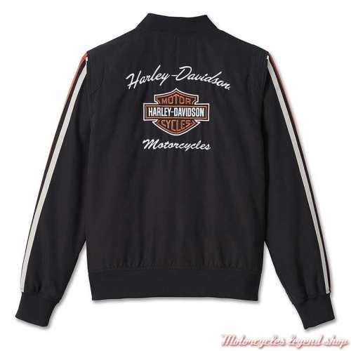 Blouson bomber Iconic Harley-Davidson femme, polyester, noir, orange, brodé, dos, 98403-23VW