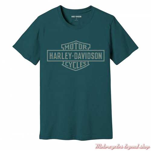 Tee- shirt Bar & Shield Harley-Davidson homme, bleu-vert, manches courtes, coton, 96062-23VM