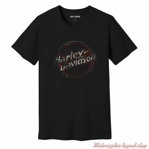 Tee- shirt Forever Harley-Davidson homme, rétro, noir, manches courtes, coton, 96107-23VM