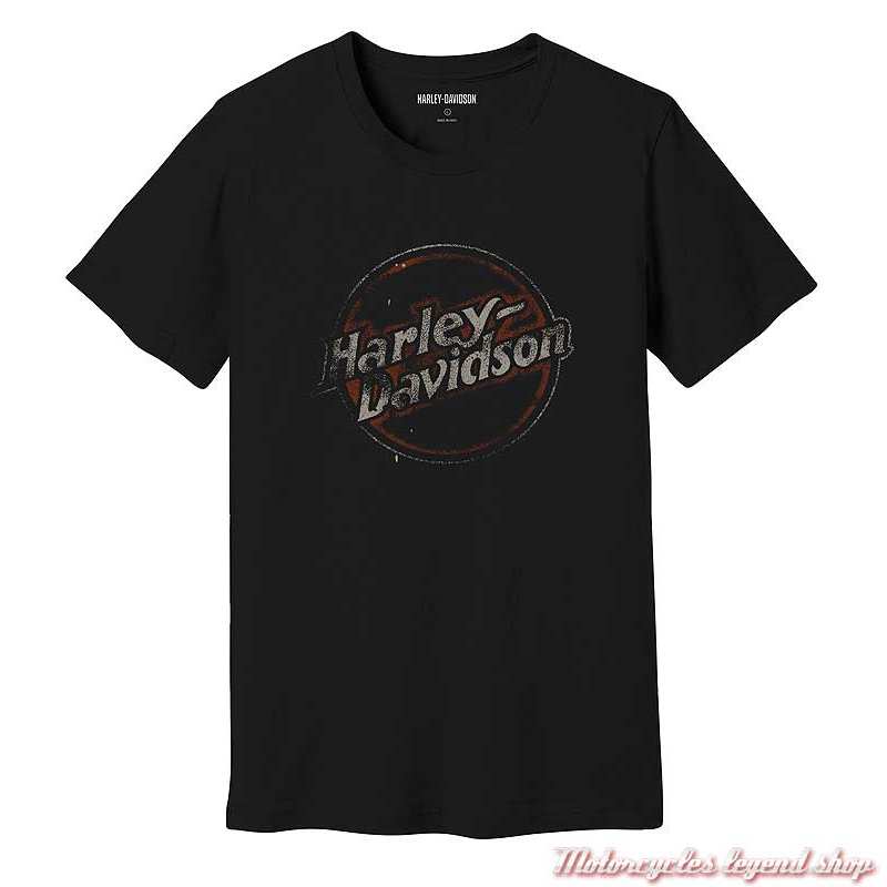 Tee- shirt Forever Harley-Davidson homme, rétro, noir, manches courtes, coton, 96107-23VM