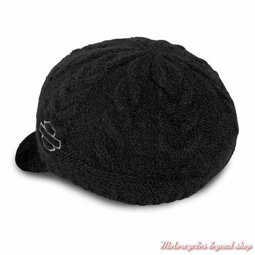 Bonnet forme casquette Enthusiast Harley-Davidson femme, noir, tricot grosse maille, dos, 97658-23VW