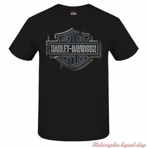 Tee- shirt Build Up Harley-Davidson homme, noir, manches courtes, Cornouaille Moto Quimper Bretagne, R004423