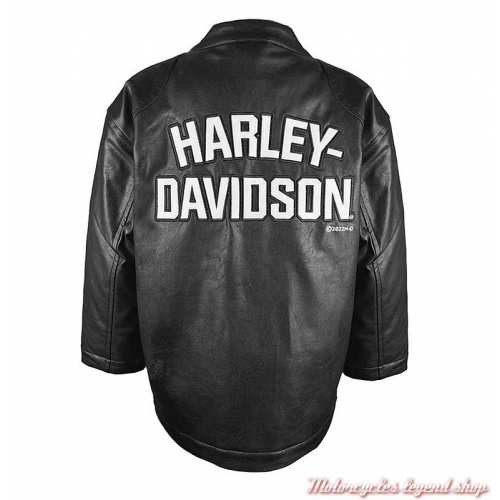 Blouson Racer simili cuir enfant Harley-Davidson, noir, cream, dos, 6070229, 6080229, 6090229