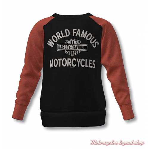 Sweatshirt garçon Harley-Davidson, col rond, noir, orange, coton, intérieur polaire, 1073214, 108321, 10932144