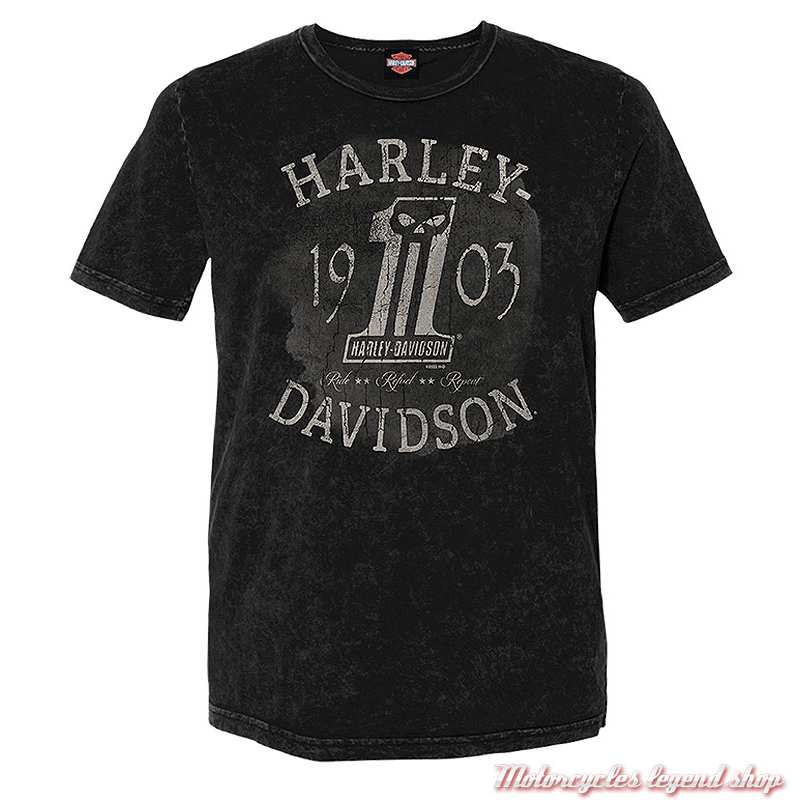 Tee- shirt Proof Harley-Davidson homme, noir, manches courtes, Cornouaille Moto Quimper Bretagne, R004451