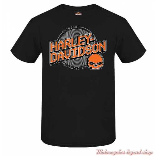 Tee-shirt Vortex Harley-Davidson homme, skull, noir, manches courtes, Cornouaille Moto Quimper Bretagne, R004459