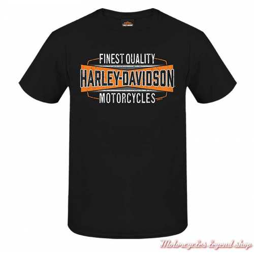 Tee-shirt Finest Quality Harley-Davidson homme, noir, manches courtes, Cornouaille Moto Quimper Bretagne, R004425