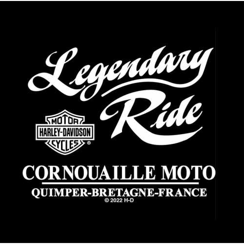 T- shirt Rock Hard H-D femme, noir, coton, col v, manches courtes, backprint Cornouaille Moto Quimper Bretagne R004496