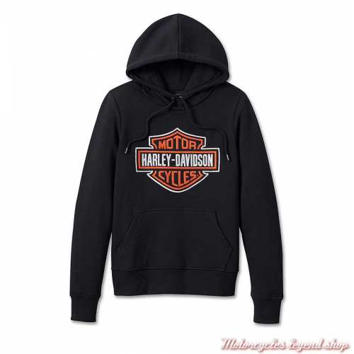 Sweatshirt Bar & Shield Harley-Davidson femme, à capuche, noir, coton, polaire, 99011-23VW