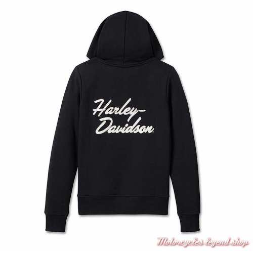 Sweatshirt Bar &amp; Shield Harley-Davidson femme, à capuche, noir, coton, polaire, dos, 99011-23VW