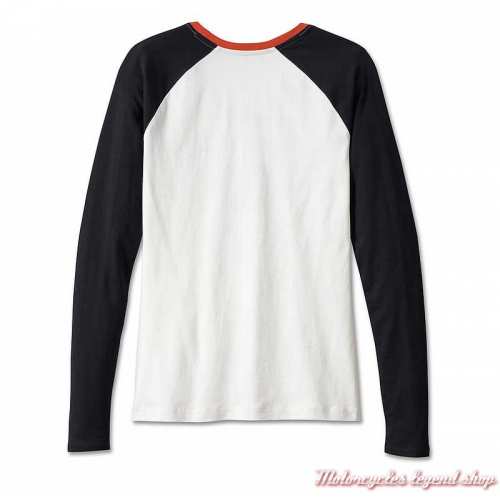 Tee-shirt Cloud Dancer Harley-Davidson femme, manches longues, blanc, noir, orange, coton, dos, 99018-23VW