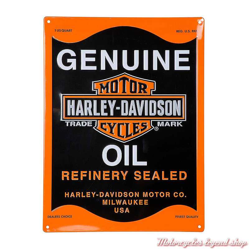 Plaque metal Oil Can Harley-Davidson, orange, noir, 30 x 40 cm, HDL-15527