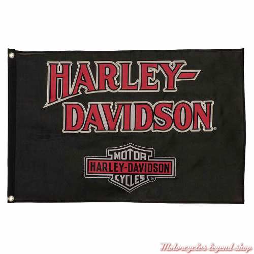 Drapeau Nostalgic Bar & Shield Harley-Davidson, polyester, noir, orange, 90 x 60 cm, HDL-15105