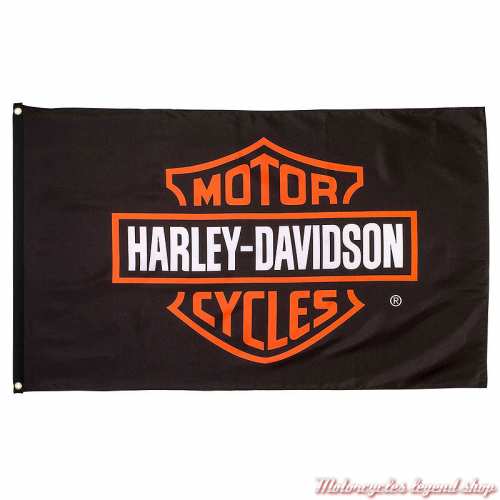Drapeau Bar & Shield Harley-Davidsonpolyester, noir, orange, 150 x 90 cm, HDL-15106