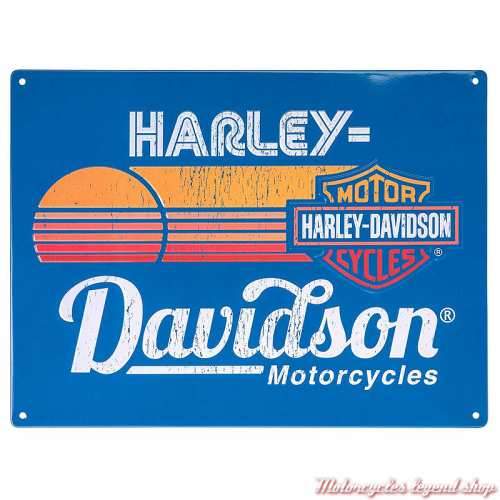 Plaque metal Bar & Shield Sunset Harley-Davidson, bleu, coucher de soleil, 40 x 30 cm, HDL-15541