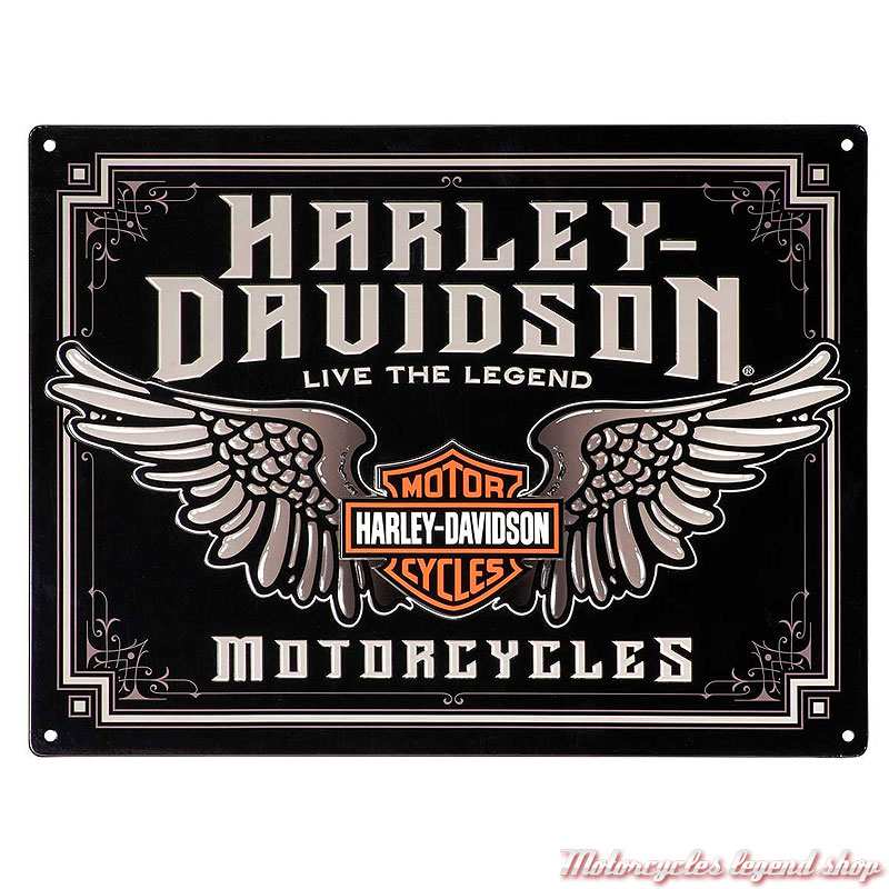 Plaque metal Winged Bar & Shield Harley-Davidson gothic 40 x 30 cm, HDL-15544