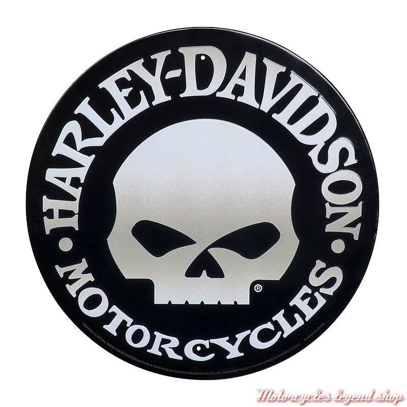 Plaque metal Skull Willie G. Harley-Davidson, diam. 30 cm, noir, HDL-15529