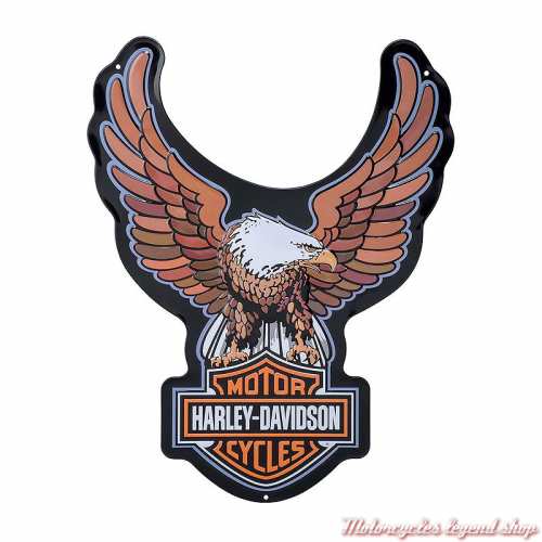 Plaque métal Eagle Harley-Davidson 40 x 50 cm, marron, orange, HDL-15530