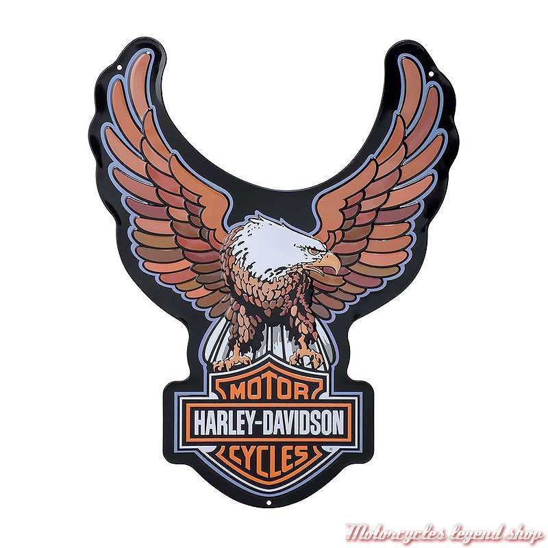 Plaque métal Eagle Harley-Davidson 40 x 50 cm, marron, orange, HDL-15530