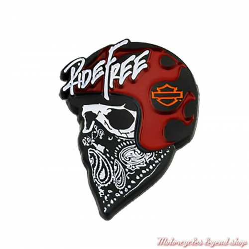 Pin's Ride Free Skull Harley-Davidson, noir, rouge, blanc, 8009748