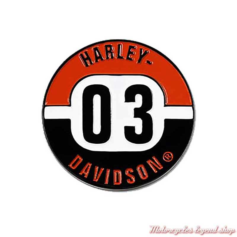 Pin's Bold 03 Harley-Davidson, rond, noir, orange, blanc, 8013387