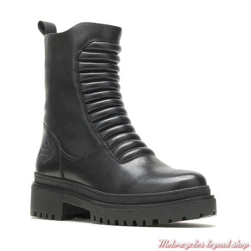 Bottines Kamton femme Harley-Davidson, cuir noir, matelassées, D87215